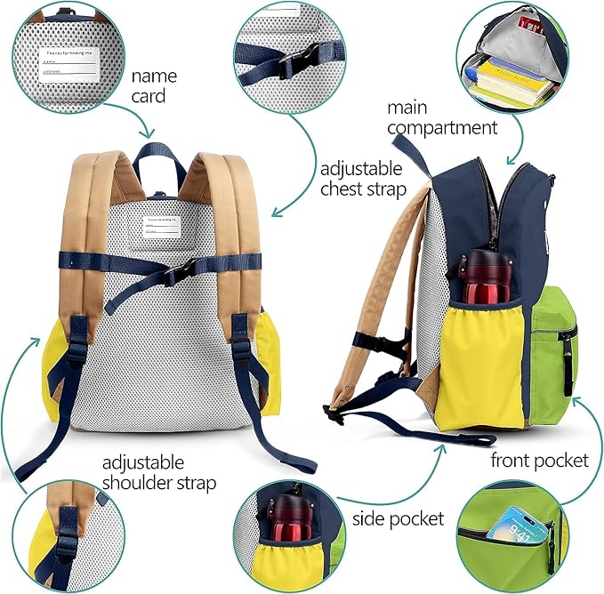 atgark Kids Backpacks, Unisex, Large, Avocado - L, Modern, Cartoon, 15" H, 1L, 13.12 oz, Nylon, Zipper, 6-9 Years, School & Travel