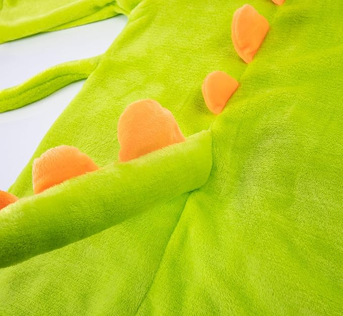 Dinosaur Boys Girls Fleece Hooded Robe Kids Toddler Warm Fuzzy Cartoon Dino Bathrobe