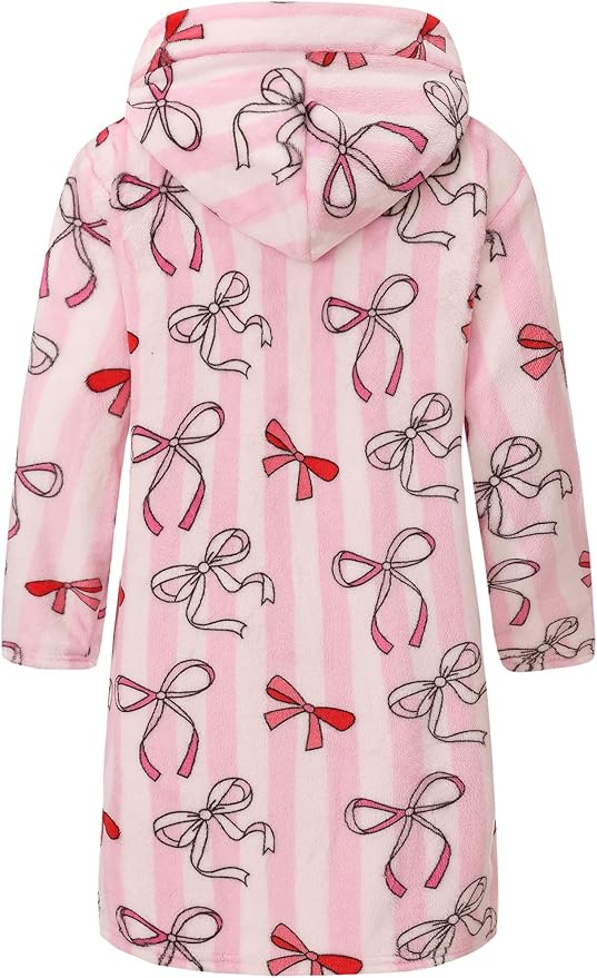 Kid Fleece Hooded Robes Girls Bathrobes Boys Soft Plush Sleepwear Toddler Fuzzy Pajamas