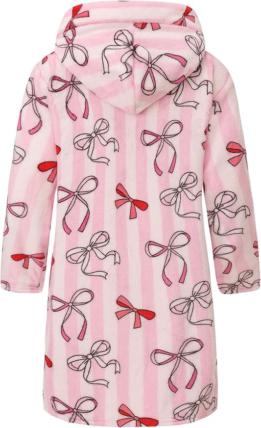Kid Fleece Hooded Robes Girls Bathrobes Boys Soft Plush Sleepwear Toddler Fuzzy Pajamas