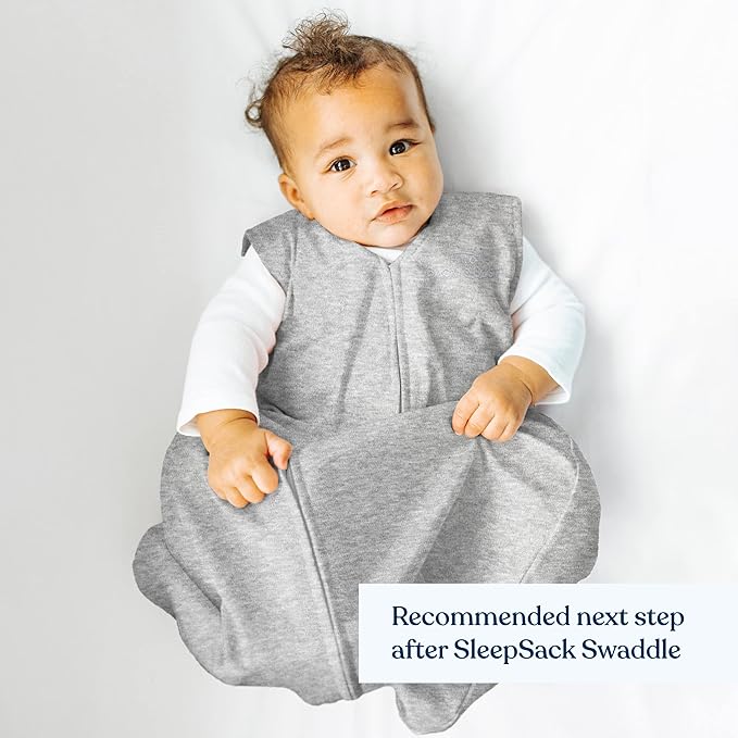 HALO SleepSack, 100% Cotton Wearable Blanket, Swaddle Transition Sleeping Bag, TOG 0.5, Heather Grey, Large, 12-18 Months