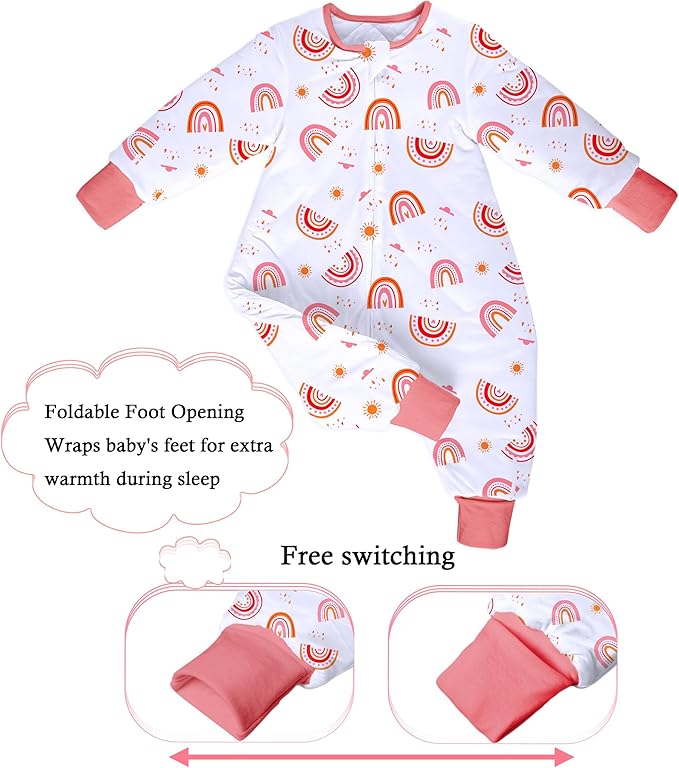 Toddler Sleep Sacks 2.5 TOG Winter Long Sleeve Sleep Sack with Legs 2-Way Zipper Baby Wearable Blanket
