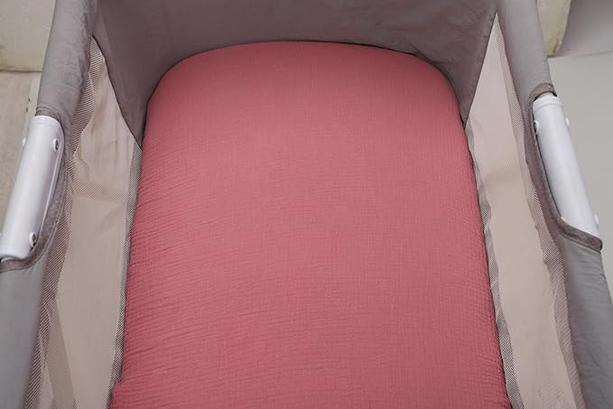 Onacosht Muslin Bassinet Sheets 33" x 19" Compatible with Mika Micky, KoolaBaby (3 in 1), BabyBond, HARPPA and RICUTON Bedside Bassinet, 2 Pack for Baby Boy and Girl, Pink and Pastel Violet