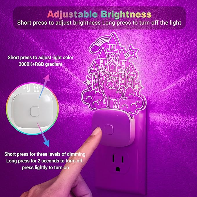 JandCase Castle Kids Night Light, 10 Color Changing, Dusk to Dawn Sensor, Acrylic RGB Nightlight for Kids Girls Bedroom, Gifts for Girls