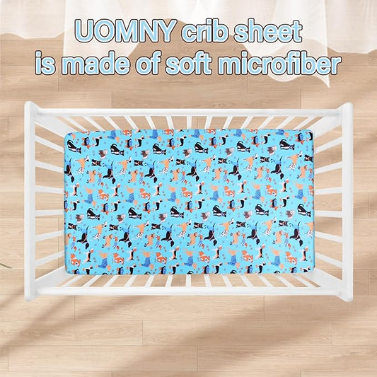 Crib Sheet - Fitted Crib Sheet Baby Sheet for Standard Crib and Toddler mattresses Nursery Bedding Sheet Crib Mattress Sheets for Boys and Girls 1 Pack Dog Toddler Sheet by UOMNY