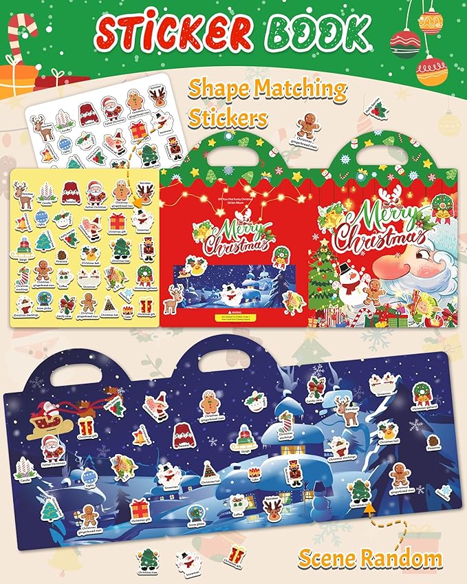 Benresive Reusable Sticker Books for Kids, Sticker Books for Toddlers, Toddler Travel Toys Activities Crafts Ages 3 and Up Birthday Gifts - Christmas