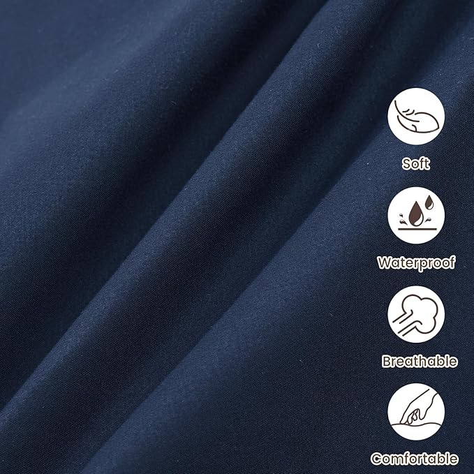 david's kids Waterproof Crib Sheets Fitted 2 Pack, Ultra Soft Breathable Crib Mattress Protector for Boys Girls Neutral, Fit Standard Crib Mattress and Toddler Mattresses, Navy Blue & Sage Green