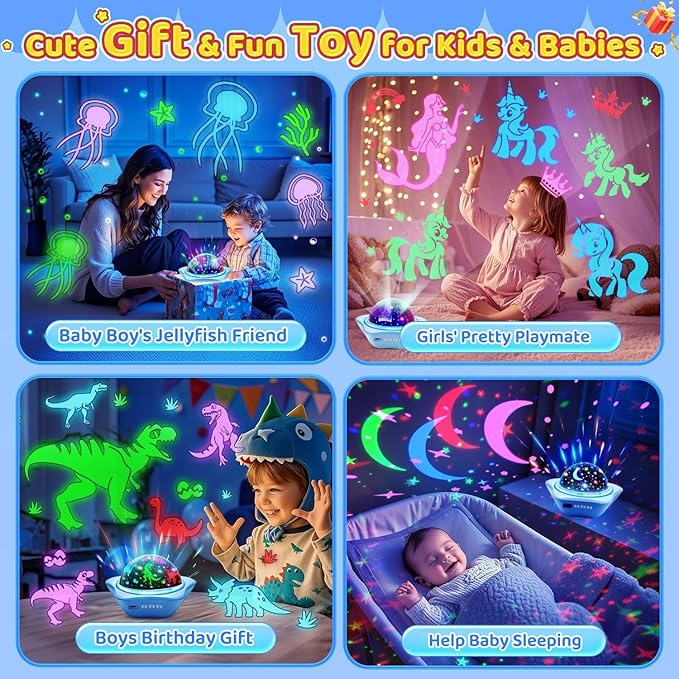 One Fire Night Light for Kids Gifts, 6 Films+78 Lighting Modes Ceiling Star Projector, Rechargeable Night Light Projector,360°Rotion Star Lights for Bedroom Decor,Sensory Toys for Baby Christmas Gifts