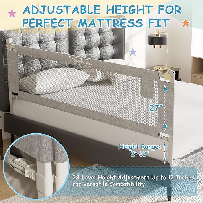 3-Pack Bed Rails for Toddlers - Height Adjustable Baby Bed Rail Guard Specially Designed for Twin Size (74.8 x 74.8 x 39 Inch)