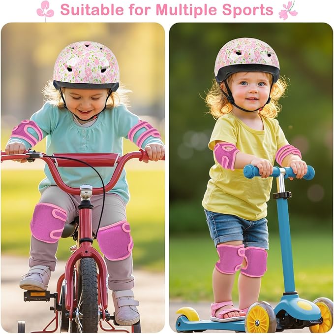 Toddler Helmet, Baby Infant Bike Helmet with Toddler Knee Pads and Elbow Pads Set for Kids 1-3 Years, Adjustable Baby Bike Helmets for Scooter Bicycle