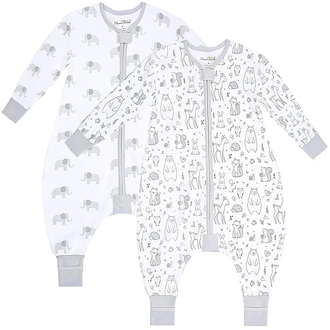 Mama Cheetah Toddler Sleep Sack with Feet, Long Sleeve 0.5 TOG Organic Cotton Baby Sleeping Bag with Legs, Wearable Blanket for Walkers w/ 2-Way Zipper, Toddler Blanket for Girls & Boys 4-5T