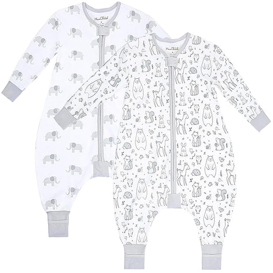 Mama Cheetah Toddler Sleep Sack with Feet, Long Sleeve 0.5 TOG Organic Cotton Baby Sleeping Bag with Legs, Wearable Blanket for Walkers w/ 2-Way Zipper, Toddler Blanket for Girls & Boys 2T