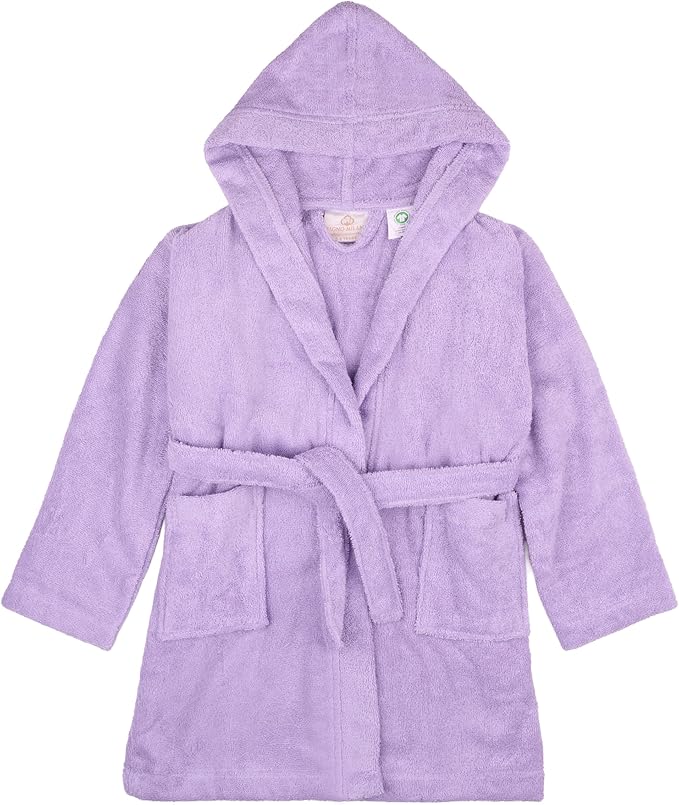 BAGNO MILANO Kids Organic Turkish Cotton Hooded Beach Cover-Up Towel, GOTS Certified, for Boys and Girls (Purple, 3-4 Years)