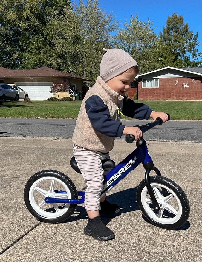 besrey Toddler Balance Bike 2 Year Old: All-Metal Frame & 12" Self-Lighting Wheels, Kids Bike with Adjustable Seat, Custom Plate w/Bonus 4 Sets of Stickers, Gift Bike for Boys Girls 2 3 4 5 Years Old