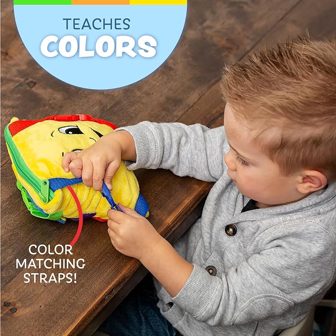 Buckle Toys - Bongo Square - Toddler Learning Toys - Sensory Fine Motor Activity - Easy Road Trip Accessories Travel Toy