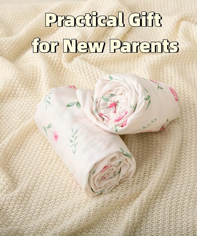 SDY Jersey Crib Sheets for Baby Boys and Girls,52”x28”x8, 2 Pack,Neutral Flower Standard Oval/Retangle Fitted Crib Sheets for Toddler,Super Soft Breathable