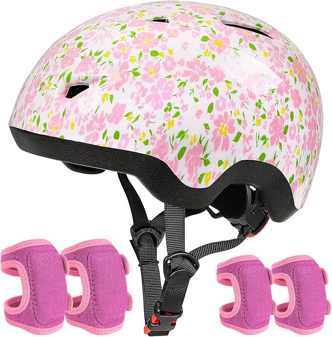 Toddler Helmet, Baby Infant Bike Helmet with Toddler Knee Pads and Elbow Pads Set for Kids 1-3 Years, Adjustable Baby Bike Helmets for Scooter Bicycle