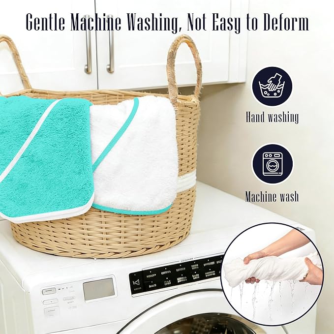 2 Pack Baby Bath Towel - Rayon Made from Bamboo, Ultra Soft Hooded Towels for Babies,Toddler,Infant - Newborn Essential -Perfect Baby Registry Gifts for Boy Girl (White and Malachite, 30 x 30 Inch)