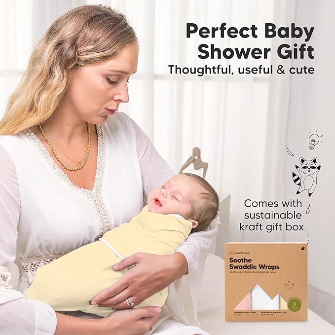 KeaBabies 3-Pack Organic Baby Swaddle Sleep Sacks - Swaddles for Newborns, Infant 0-3 Months, Baby Girls, Boys, Soft & Snug Newborn Sleep Sack, Nursery Swaddling Blankets (Daffodil)