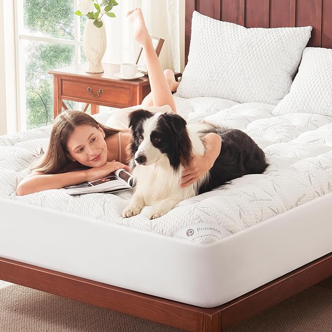100% Waterproof Full Size Mattress Topper, Thick Pillow Top Mattress Pad，Up to 21 Inch Deep Pocket, Soft Breathable Mattress Pad for Back Pain, Protector Cover(White)