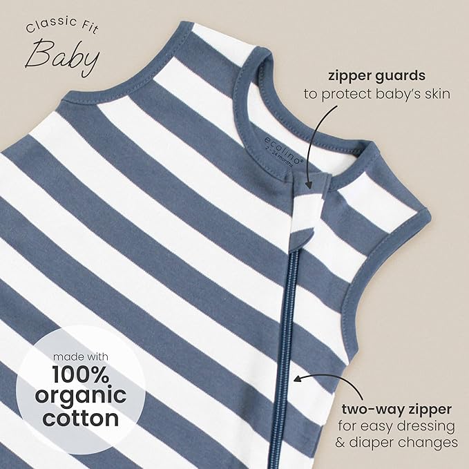 Ecolino Organic Cotton Baby Sleep Sack - 2-Way Zipper Baby Wearable Blanket - Toddler Sleeping Bag Sack - 18-36 Months - Goose