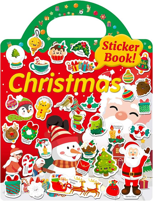 Benresive Reusable Sticker Books for Toddlers, Fun Travel Stickers for Kids, Toddler Sticker Book, Crafts Activities for Toddlers, 3 and Up Birthady Gifts - Christmas