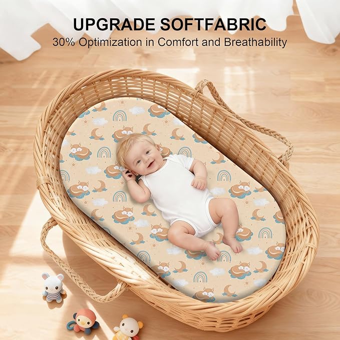 Baby Bassinet Sheets for Baby Boy Girls,4-Pack Fitted Bassinet Sheets Set Compatible with Halo Bassinest Swivel Sleeper,Baby Delight,Angelbliss,32"X16" (Animal World)