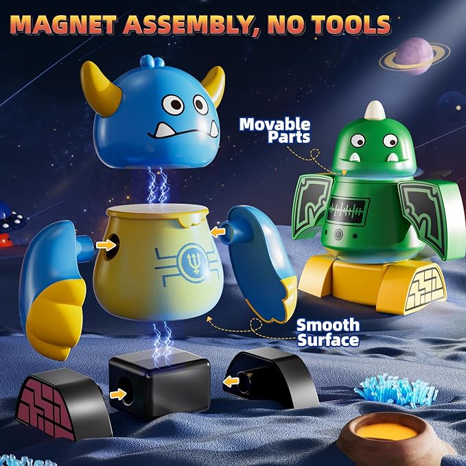 Magnets Robot Building Toys for Kids Ages 3-5 4-8, 36 PCS Monsters Robot Building Blocks Set with Storage Box, Creative Learning Christmas Birthday Gifts Toys for Boys Girls Ages 2-12
