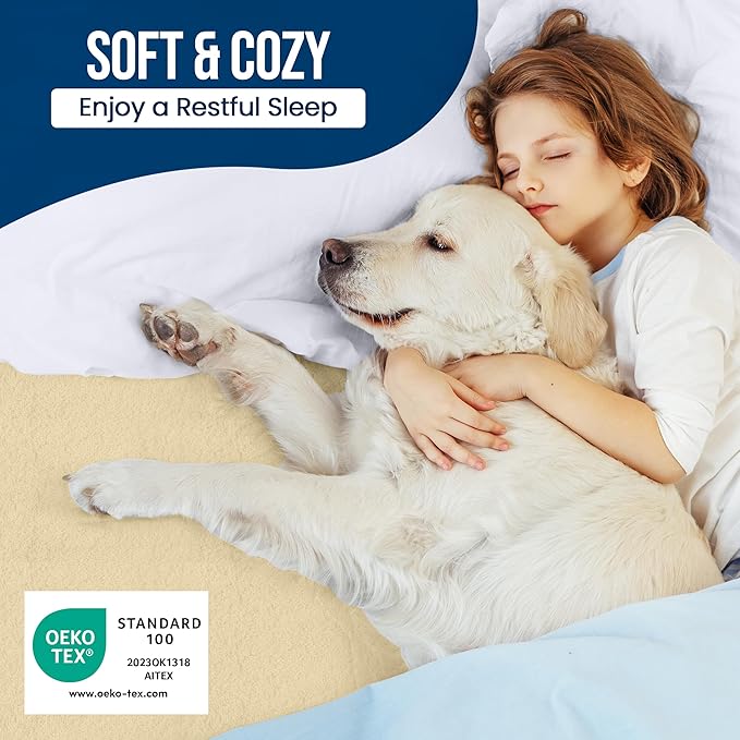 Utopia Bedding Waterproof Mattress Protector Full Size, Premium 200 GSM Terry Mattress Cover, Soft & Breathable Bed Cover, Fitted Sheet Style with Stretchable Deep Pockets 15" (Beige)