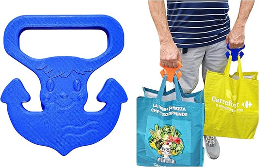 Handle Magic Anchor Boy (1 Unit) Bag Carrier | Ergonomic Grip and Bag Holder | 33 lbs Capacity | Lightweight & Comfortable for Shopping & Travel - Made in USA (Dazzling Blue)