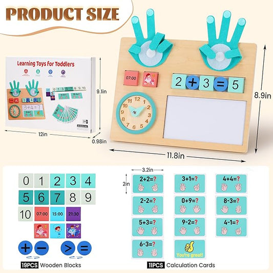 Preschool Learning Toys for Kids 3-5 Years Old, Wooden Montessori Toys, Educational Math Manipulatives Number Counting Blocks for Boys Girls Birthday Gifts