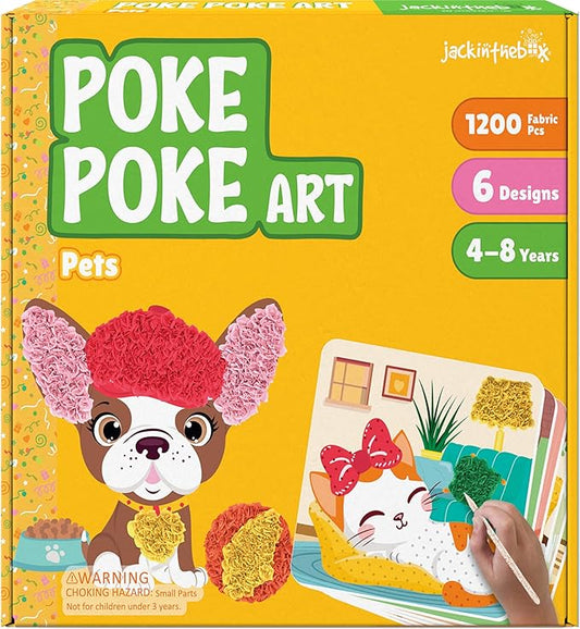 jackinthebox Poke Poke Art – Pets Theme, Mess-Free Fabric Art and Craft, Flower Pressing Kits, Gift for Kids, Girl Gifts, Boy Gift, Toys for Girls and Boys Ages 4 5 6 7 8