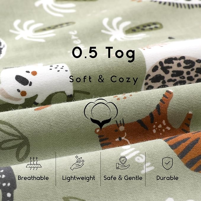 Yoofoss Baby Sleep Sack 12-18 Months 0.5 Tog Wearable Blanket for Baby, 3 Pack 100% Organic Cotton Infant Toddler Sleeping Sack 2-Way Zipper Lightweight Sleep Sack