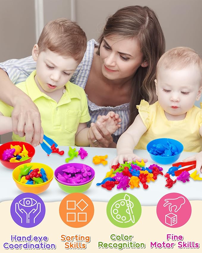 Yetonamr 48 Pcs Counting Dinosaurs Montessori Toys for 3 4 5 Years Old Boys Girls, Toddler Stocking Stuffers Preschool Learning Activities Toys for Kids Ages 3-5, 4-8, Birthday Gifts Sensory Toys