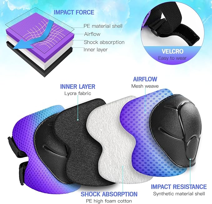 Kids Protective Gear Set Knee Pads for Kids 3-14 Years Toddler Knee and Elbow Pads with Wrist Guards 3 in 1 for Skating Cycling Bike Rollerblading Scooter