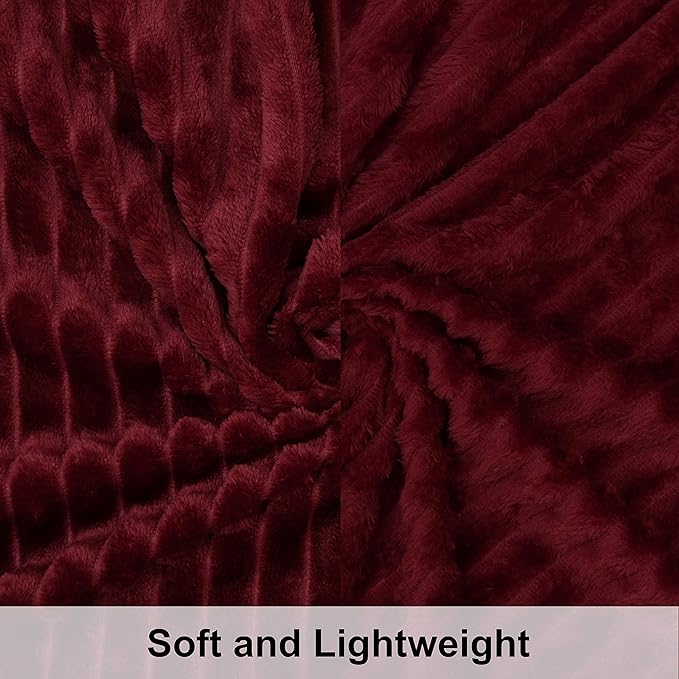 NTBAY Flannel Fuzzy Toddler Blanket, Fluffy Warm and Lightweight Reversible Stripes Design Baby Plush Blanket, 30x40 Inches, Wine Red