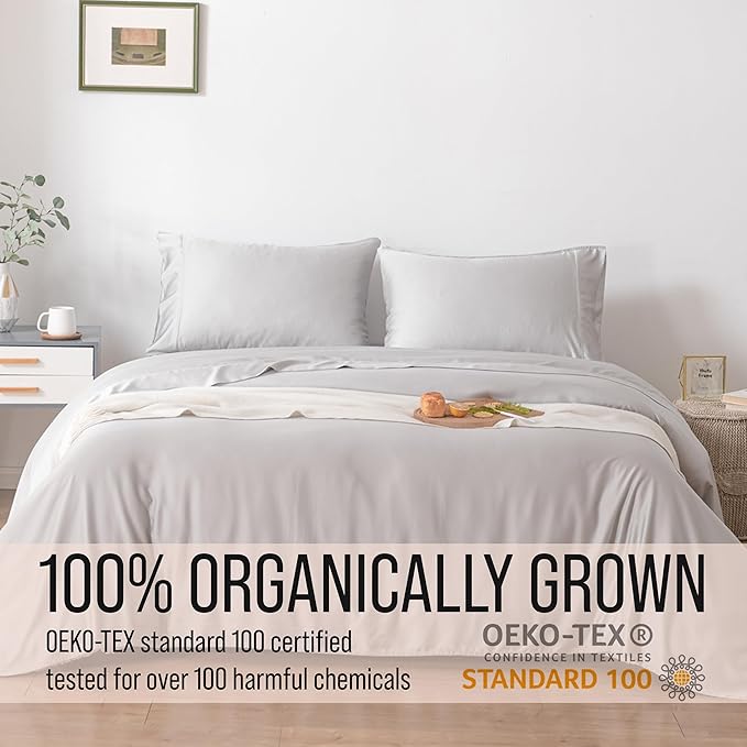Bella Coterie Luxury Bamboo Viscose King Size Fitted Sheet | 100% Organically Grown | Ultra Soft | Cooling for Hot Sleepers | 18" Deep Pocket [Grey Mist]