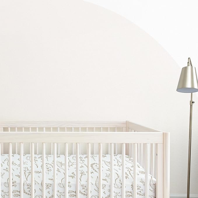 Makemake Organics GOTS Certified Organic Cotton Fitted Crib Sheet Soft Breathable (28"x52", Dino Dreams)