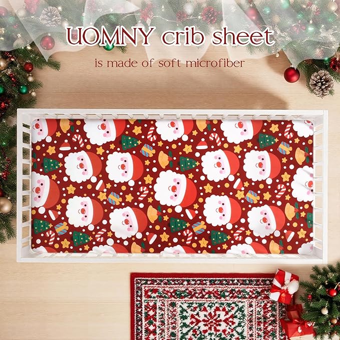 UOMNY Crib Sheet, Christmas Crib Sheets Baby Sheet for Standard Crib and Toddler Mattresses Nursery Bedding Sheet Crib Mattress Sheets for Boys and Girls 1 Pack Toddler Sheet