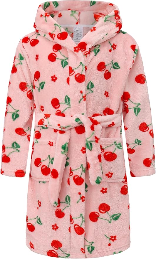 Kid Fleece Hooded Robes Girls Bathrobes Boys Soft Plush Sleepwear Toddler Fuzzy Pajamas