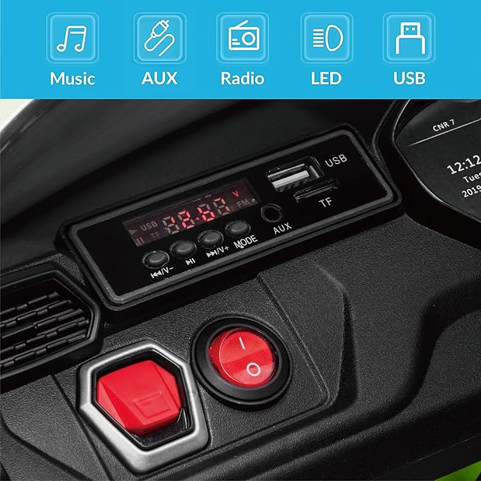 Kidzone Ride On Car 12V Lamborghini Urus Kids Electric Vehicle Toy w/Parent Remote Control, Horn, Radio, Port, AUX, Spring Suspension, Opening Door, LED Light - Green