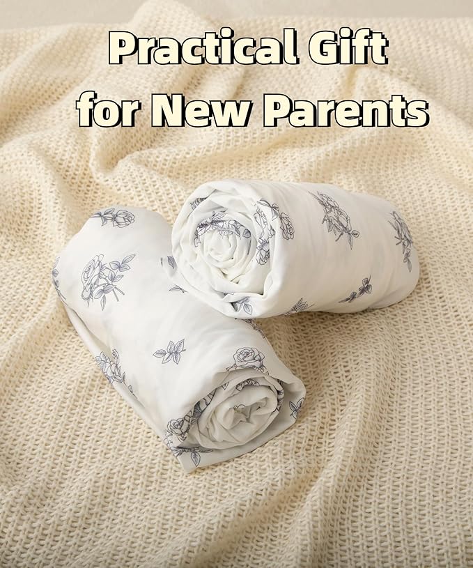 SDY Jersey Crib Sheets for Baby Boys and Girls,52”x28”x8, 2 Pack,Neutral Flower Standard Oval/Retangle Fitted Crib Sheets for Toddler,Super Soft Breathable