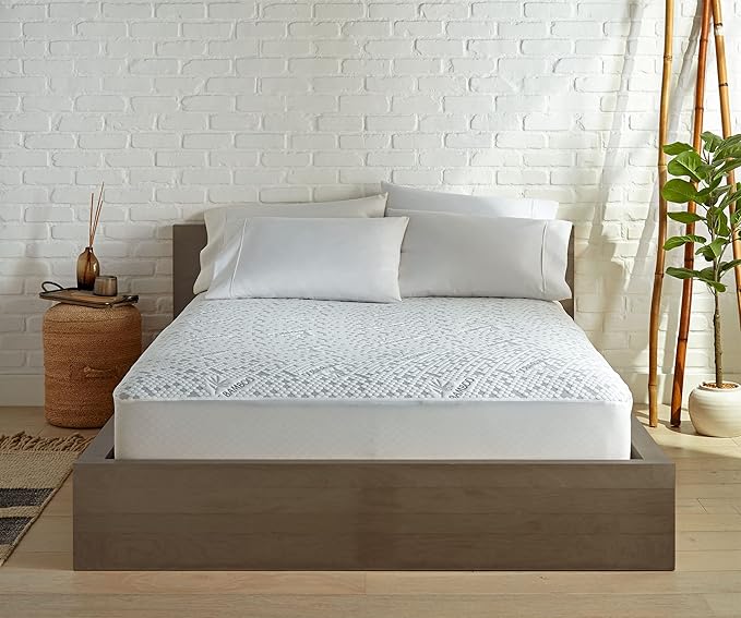 Queen Mattress Protector by PURE BAMBOO, Waterproof, Charcoal Fiber - Viscose Derived from Bamboo Charcoal Fiber, Mattress Cover Protects Against Moisture, Spills, Stains (Queen)
