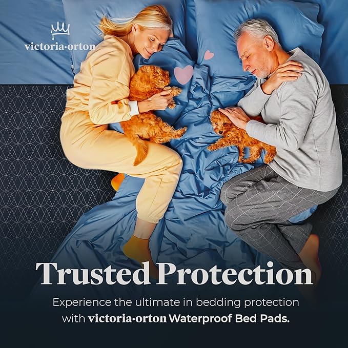Waterproof Bed Pads – Queen Size 36x60 Inch (Pack of 2) – Washable Incontinence Pad with 21-inch Tuckable Wings – Kids, Adults, Elderly, and Pets – Reusable for Period Care – Eclipse Navy
