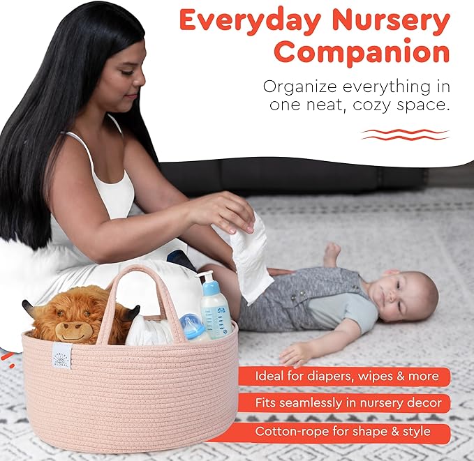 SUNBURST GLOBAL Diaper Caddy Organizer - Baby Shower Gifts - Newborn Essentials Must Haves - New Mommy Essentials - Boy or Girl Nursery Décor - Bed Caddy - Car Organizers and Storage.