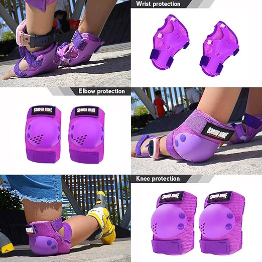 Kids/Youth Knee Pads Elbow Pads Wrist Guards 3 in1Protective Set, for 3-15 Years Child Roller Skates, Cycling, Inline Skating, Skateboard, BMX Bike, Balance Bike, Scooter Riding Sports