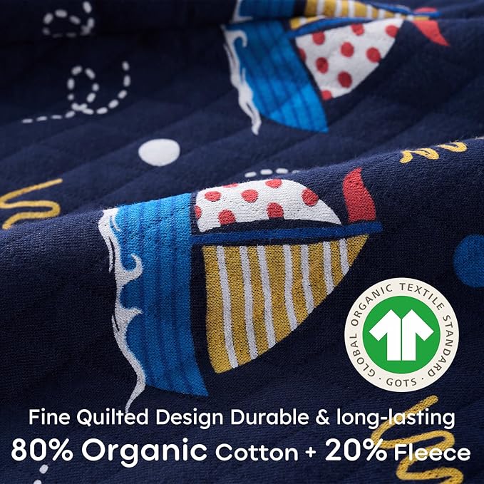 Yoofoss Baby Sleep Sack 18-24 Months 1.0 Tog Long Sleeve Sleep Sack Organic Cotton Wearable Blanket for Toddlers 2-Way Zipper Quilted Sleeping Sacks(X-Large)