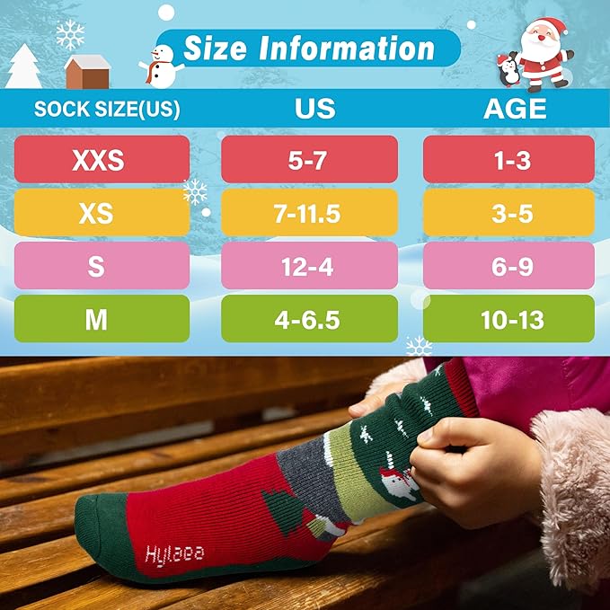 Hylaea Merino Wool Ski Socks Kids, Knee-high Warm Thermal Snowboard Skating Socks for Boys Girls Toddler