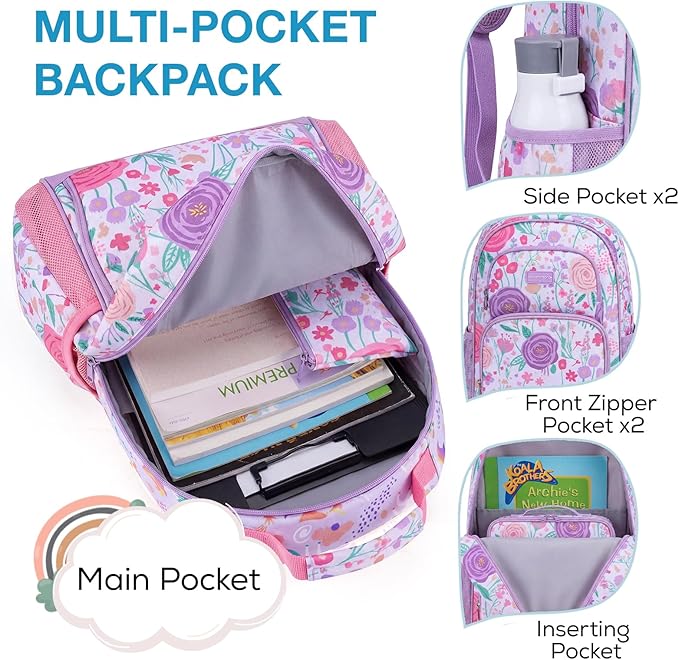 mommore Kids Backpack for Boys Girls Preschool Kindergarten Backpacks Lightweight Elementary School Bookbag with Lunch Box
