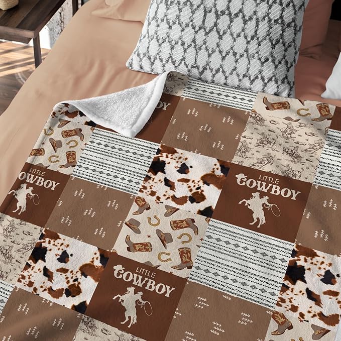 Western Blanket, Western Decor for Nursery Room, Baby Blankets for Boys Girls, Cowboy Baby Blankets, Western Baby Stuff, Soft Warm Lightweight Nursery Bed Blanket for Newborn Toddlers (04, 30x40 in)